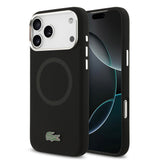 Apple iPhone 17 Pro Max Kılıf Lacoste Orjinal Lisanslı M-safe Şarj Özellikli İkonik Logolu Metal Kamera Çerçeveli Silikon Kapak