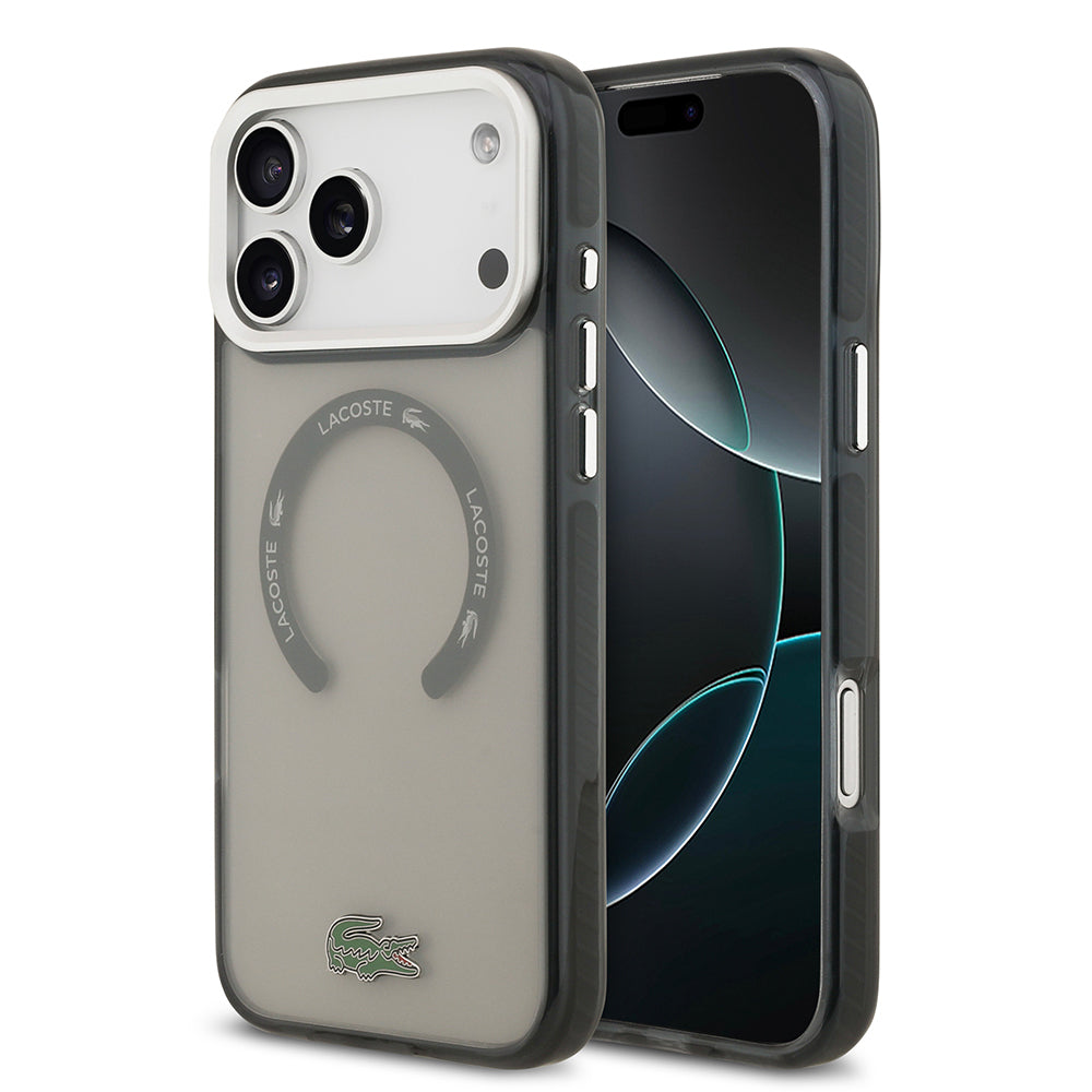 Apple iPhone 17 Pro Max Kılıf Lacoste Orjinal Lisanslı M-safe Şarj Özellikli İkonik Timsah Logolu Buzlu Kapak