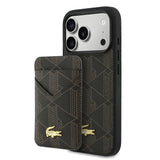 Apple iPhone 17 Pro Max Kılıf Lacoste Orjinal Lisanslı M-safe Şarj Özellikli PU Deri Tasarımlı Kartlıklı Karışık Monogram Desenli Kapak