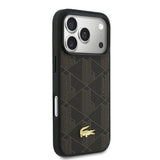 Apple iPhone 17 Pro Max Kılıf Lacoste Orjinal Lisanslı M-safe Şarj Özellikli PU Deri Tasarımlı Kartlıklı Karışık Monogram Desenli Kapak