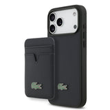 Apple iPhone 17 Pro Max Kılıf Lacoste Orjinal Lisanslı M-safe Şarj Özellikli PU Pike Desenli Metal Logolu Kartlıklı Kapak