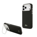 Apple iPhone 17 Pro Max Kılıf Lacoste Orjinal Lisanslı M-safe Şarj Özellikli PU Pike Desenli Standlı Metal Logolu Kapak