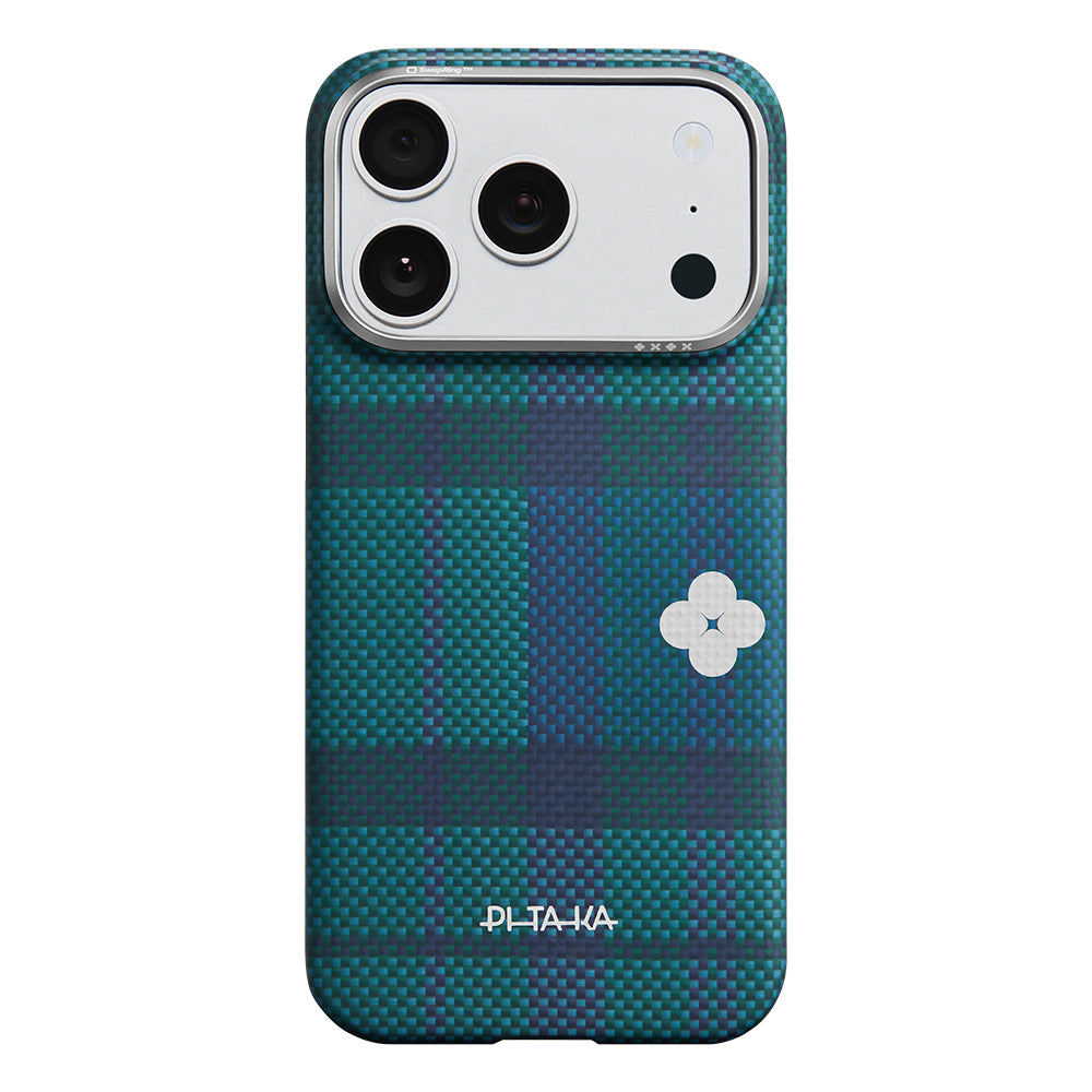 Apple iPhone 17 Pro Max Kılıf M-safe Şarj Özellikli Aramid Fiber Pitaka Flora in Grid Serisi Kapak