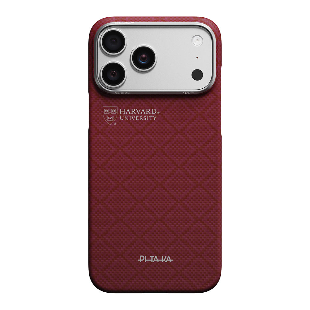 Apple iPhone 17 Pro Max Kılıf M-safe Şarj Özellikli Aramid Fiber Pitaka Harvard University Serisi Kapak