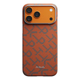 Apple iPhone 17 Pro Max Kılıf M-safe Şarj Özellikli Aramid Fiber Pitaka Tactile Woven Monogram Serisi Kapak