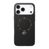 Apple iPhone 17 Pro Max Kılıf M-safe Şarj Özellikli Deri Tasarımlı Standlı Pynana Dancing Circle Luxury Serisi Kapak
