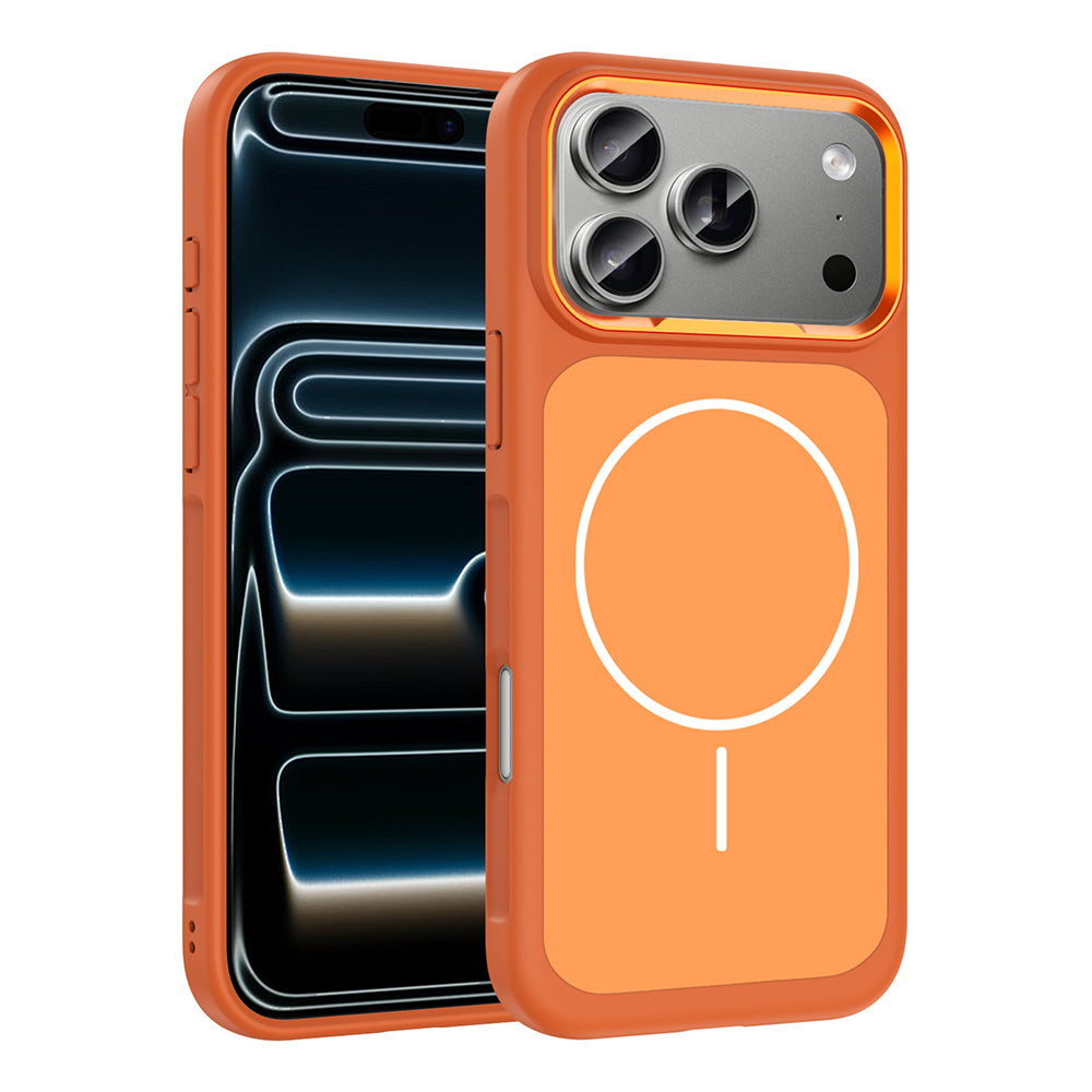 Apple iPhone 17 Pro Max Kılıf M-Safe Şarj Özellikli Metal Kamera Çerçeveli Zore Sanremo Silikon Kapak