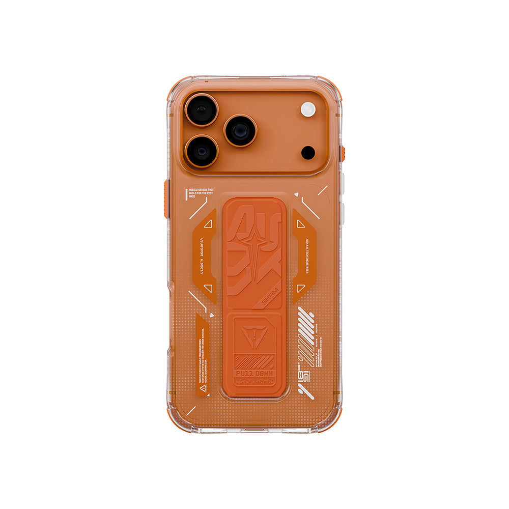 Apple iPhone 17 Pro Max Kılıf M-safe Şarj Özellikli Teknoloji Desenli Skinarma Helio Mag Charge Standlı Kapak