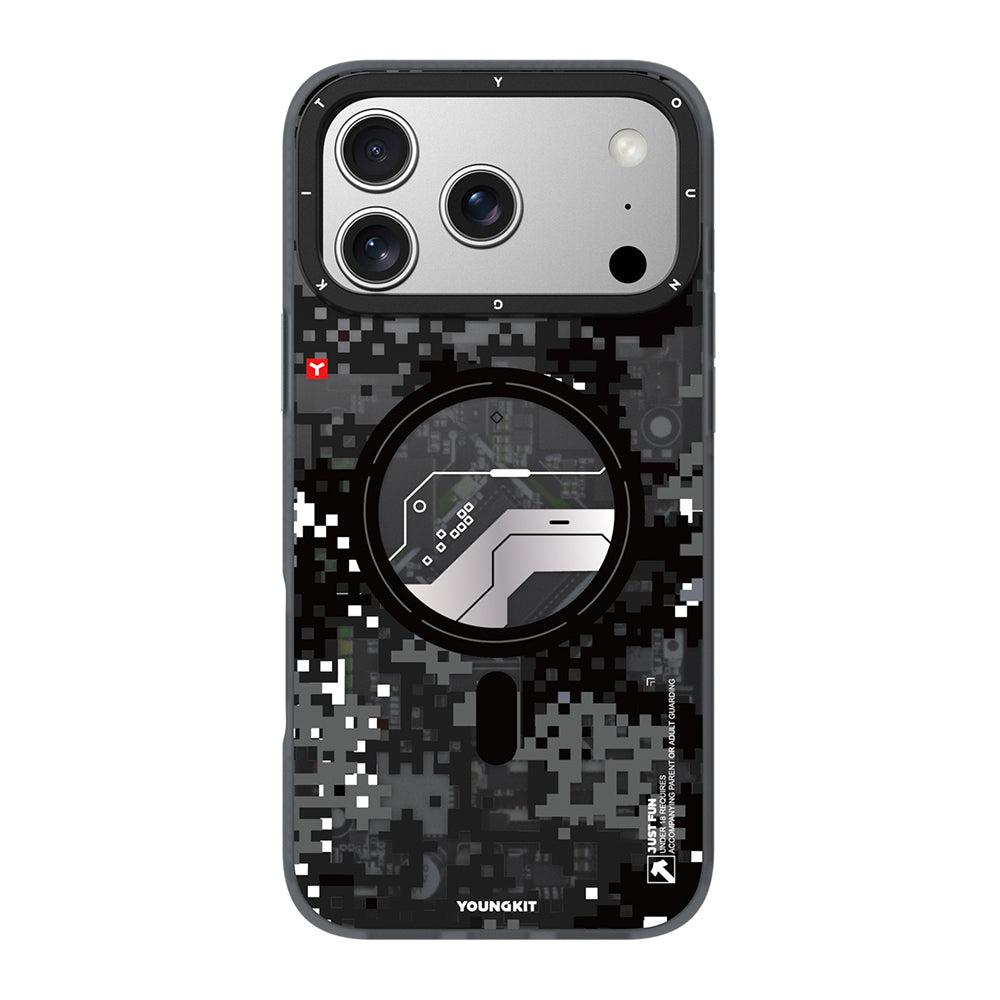 Apple iPhone 17 Pro Max Kılıf M-Safe Şarj Özellikli Youngkit Camouflage Sykell Serisi Kapak