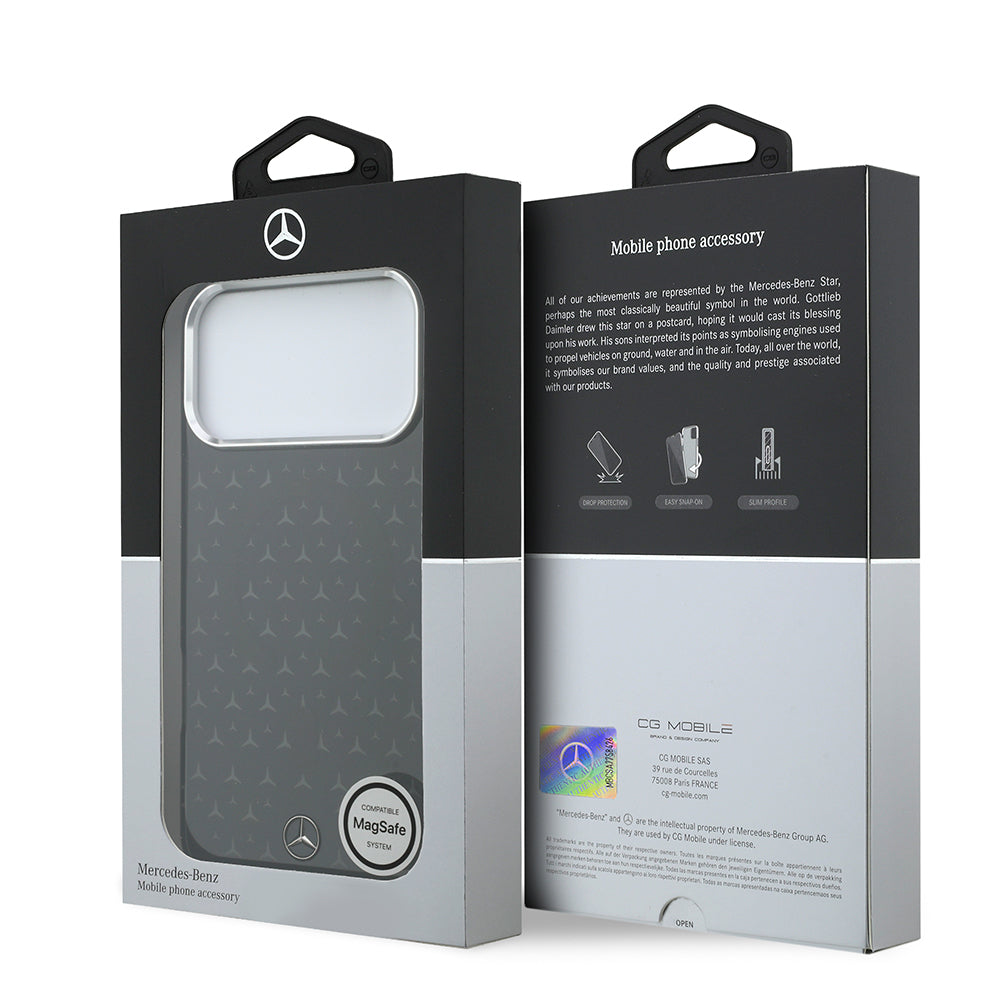 Apple iPhone 17 Pro Max Kılıf Mercedes Benz Orjinal Lisanslı M-Safe Şarj Özellikli Çift Katmanlı Yıldız Desenli Dizayn Kapak