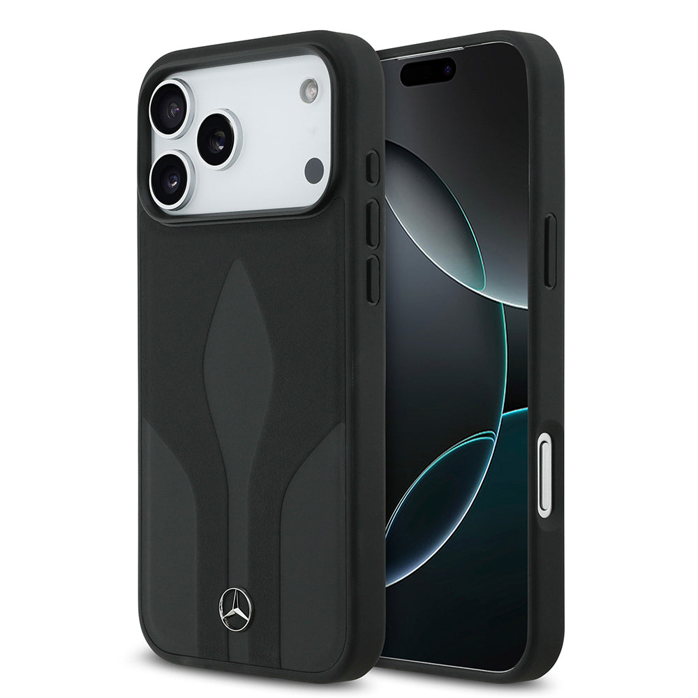 Apple iPhone 17 Pro Max Kılıf Mercedes Benz Orjinal Lisanslı M-safe Şarj Özellikli Dokulu Desenli Deri Kapak