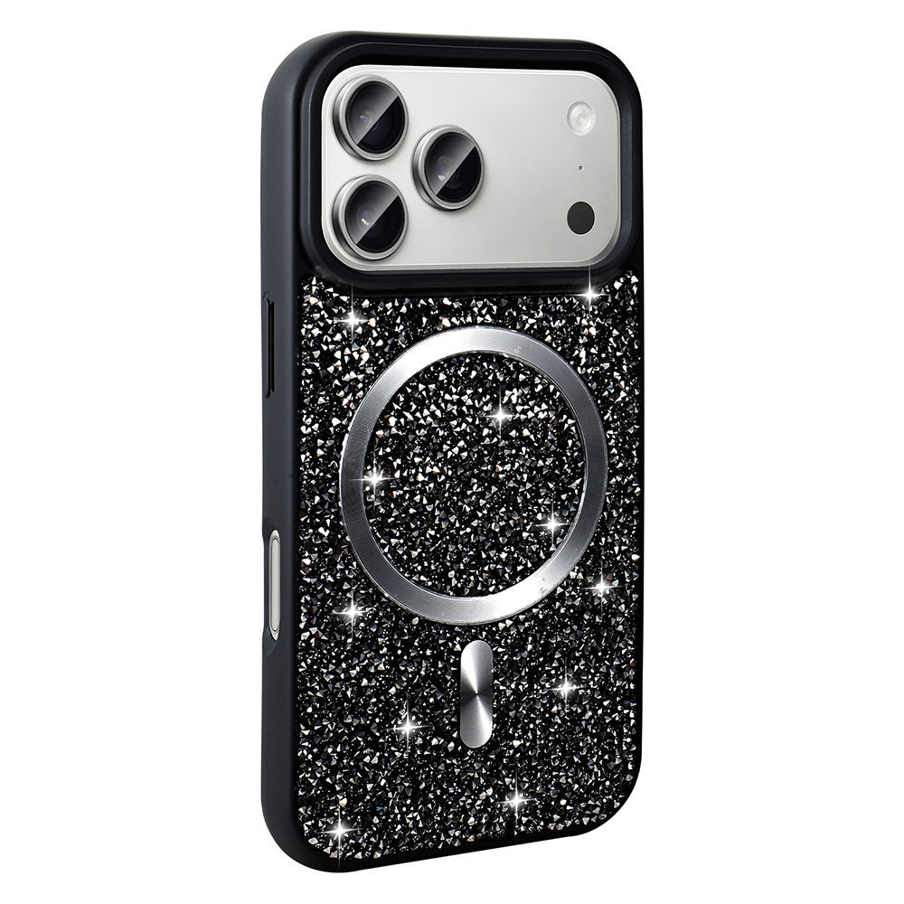 Apple iPhone 17 Pro Max Kılıf Pırlanta Tasarımlı M-safe Şarj Özellikli Zore Mozaik Silikon Kapak