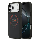 Apple iPhone 17 Pro Max Kılıf Redbull Orjinal Lisanslı M-safe Şarj Özellikli Kırmızı Halka ve Logo Kabartmalı PU Deri Kapak