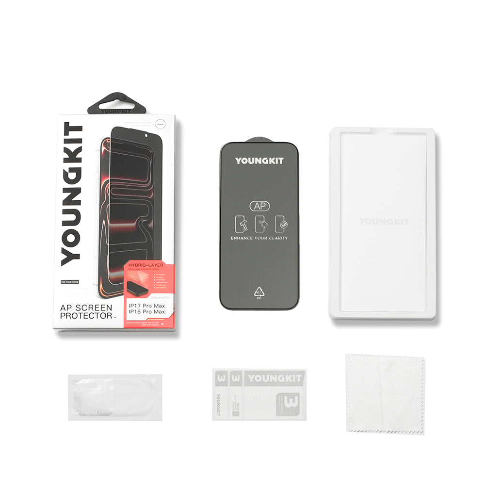 Apple iPhone 17 Pro Youngkit 2.5D Parmak İzi Bırakmayan 0.33mm Privacy Temperli Cam Ekran Koruyucu