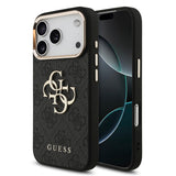 Apple iPhone 18 Pro Kılıf Guess Orjinal Lisanslı Gold Metal Kamera Çerçeveli 4G Desenli Metal Büyük 4G ve Yazı Logolu Kapak