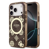 Apple iPhone 18 Pro Kılıf Guess Orjinal Lisanslı M-safe Şarj Özellikli IML Peony ve 4G Desenli Klasik Logolu Kapak