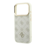 Apple iPhone 18 Pro Kılıf Guess Orjinal Lisanslı M-safe Şarj Özellikli Klasik Yazı ve 4G Logolu PU Deri Peony Kapak