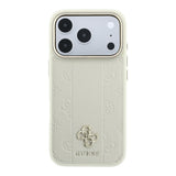 Apple iPhone 18 Pro Kılıf Guess Orjinal Lisanslı M-safe Şarj Özellikli Şeritli Peony 4G ve Yazı Logolu Kapak