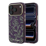 Apple iPhone 18 Pro Kılıf Karl Lagerfeld Orjinal Lisanslı M-safe Şarj Özellikli Gold Metal Kamera Çerçeveli Çiçek Tasarımlı Kapak