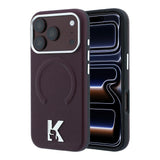 Apple iPhone 18 Pro Kılıf Karl Lagerfeld Orjinal Lisanslı M-safe Şarj Özellikli KHEAD Metal Logolu PU Grained Deri Kapak