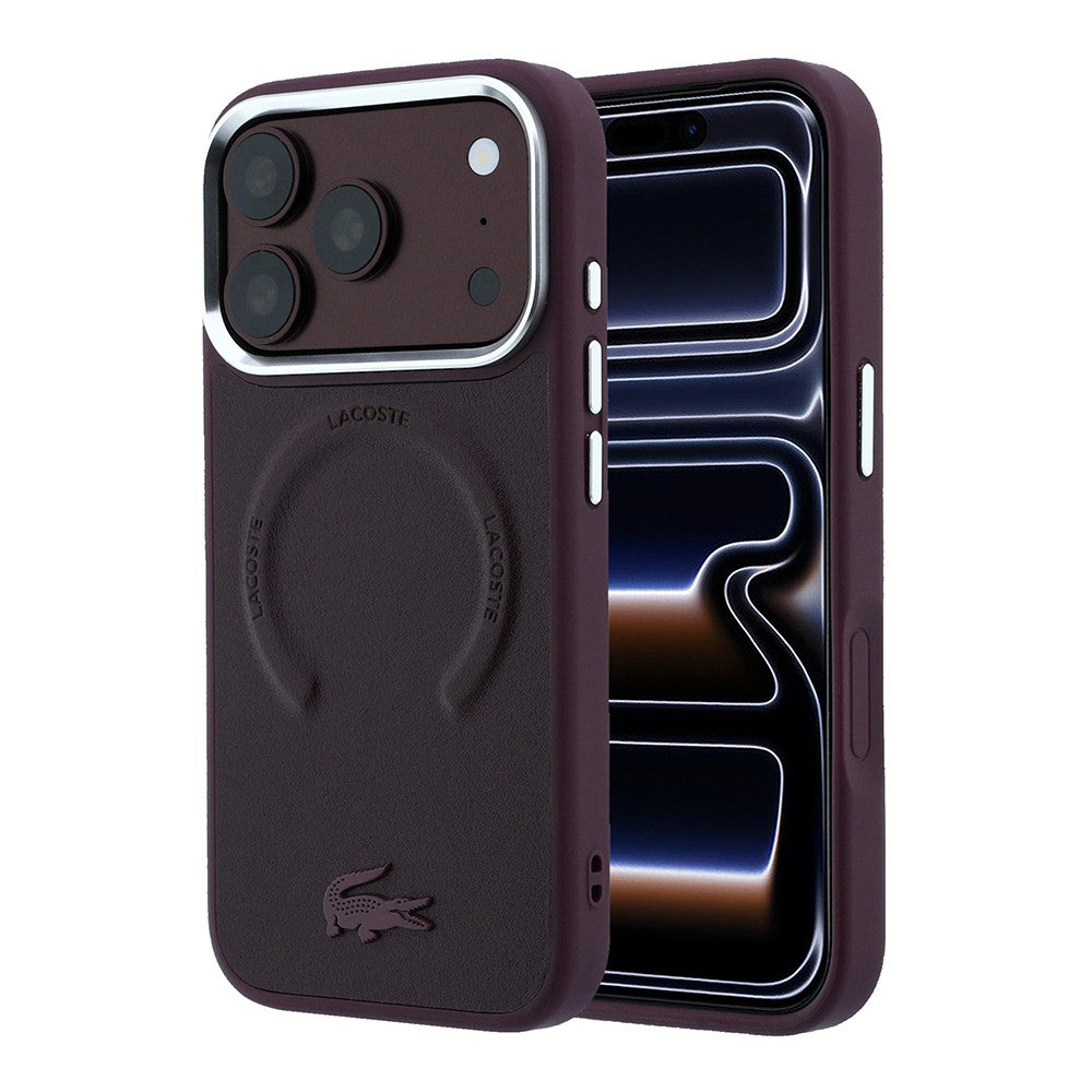 Apple iPhone 18 Pro Kılıf Lacoste Orjinal Lisanslı M-safe Şarj Özellikli Lenglen Icon Metal Logolu Kapak