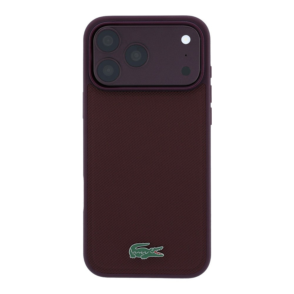 Apple iPhone 18 Pro Kılıf Lacoste Orjinal Lisanslı M-safe Şarj Özellikli PU Pike Desenli Metal Logolu Kapak