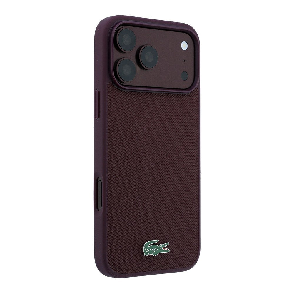 Apple iPhone 18 Pro Kılıf Lacoste Orjinal Lisanslı M-safe Şarj Özellikli PU Pike Desenli Metal Logolu Kapak