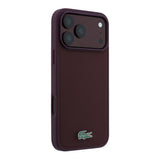 Apple iPhone 18 Pro Kılıf Lacoste Orjinal Lisanslı M-safe Şarj Özellikli PU Pike Desenli Metal Logolu Kapak
