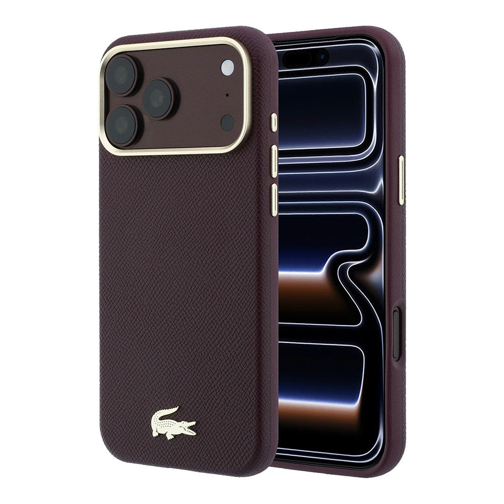 Apple iPhone 18 Pro Kılıf Lacoste Orjinal Lisanslı M-Safe Şarj Özellikli PVC Yarı Pike Desenli Arka Yüzey İkonik Timsah Dokuma Logolu Kapak