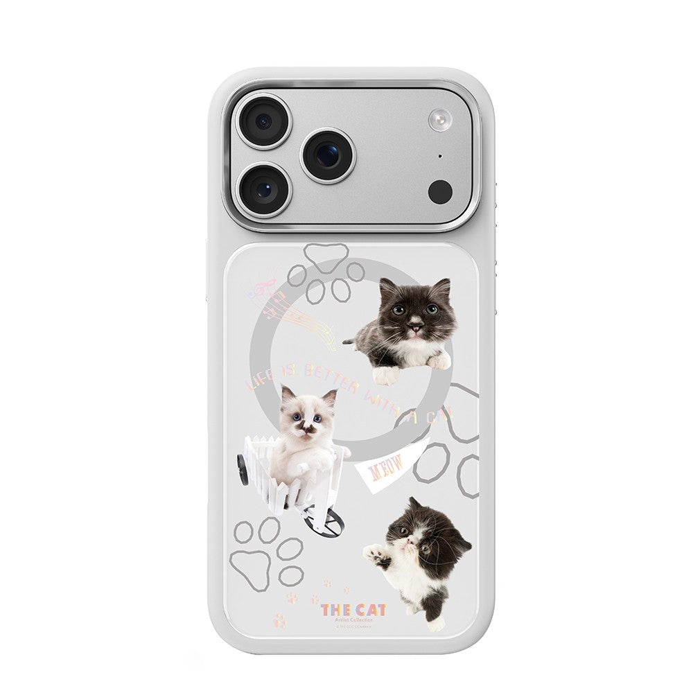 Apple iPhone 18 Pro Kılıf M-safe Şarj Özellikli 3D Baskılı Tasarım Mutural The Cat Serisi Kapak