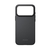Apple iPhone 18 Pro Kılıf M-safe Şarj Özellikli Aramid Karbon Fiber Pitaka Military-Grade Classic Serisi New Logo Black-Grey Twill Kapak