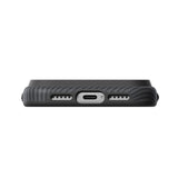 Apple iPhone 18 Pro Kılıf M-safe Şarj Özellikli Aramid Karbon Fiber Pitaka Military-Grade Classic Serisi New Logo Black-Grey Twill Kapak