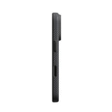 Apple iPhone 18 Pro Kılıf M-safe Şarj Özellikli Aramid Karbon Fiber Pitaka Military-Grade Classic Serisi New Logo Black-Grey Twill Kapak