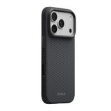 Apple iPhone 18 Pro Kılıf M-safe Şarj Özellikli Aramid Karbon Fiber Pitaka Military-Grade Classic Serisi New Logo Black-Grey Twill Kapak