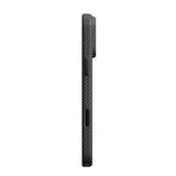 Apple iPhone 18 Pro Kılıf M-safe Şarj Özellikli Aramid Karbon Fiber Pitaka Military-Grade Classic Serisi New Logo Black-Grey Twill Kapak