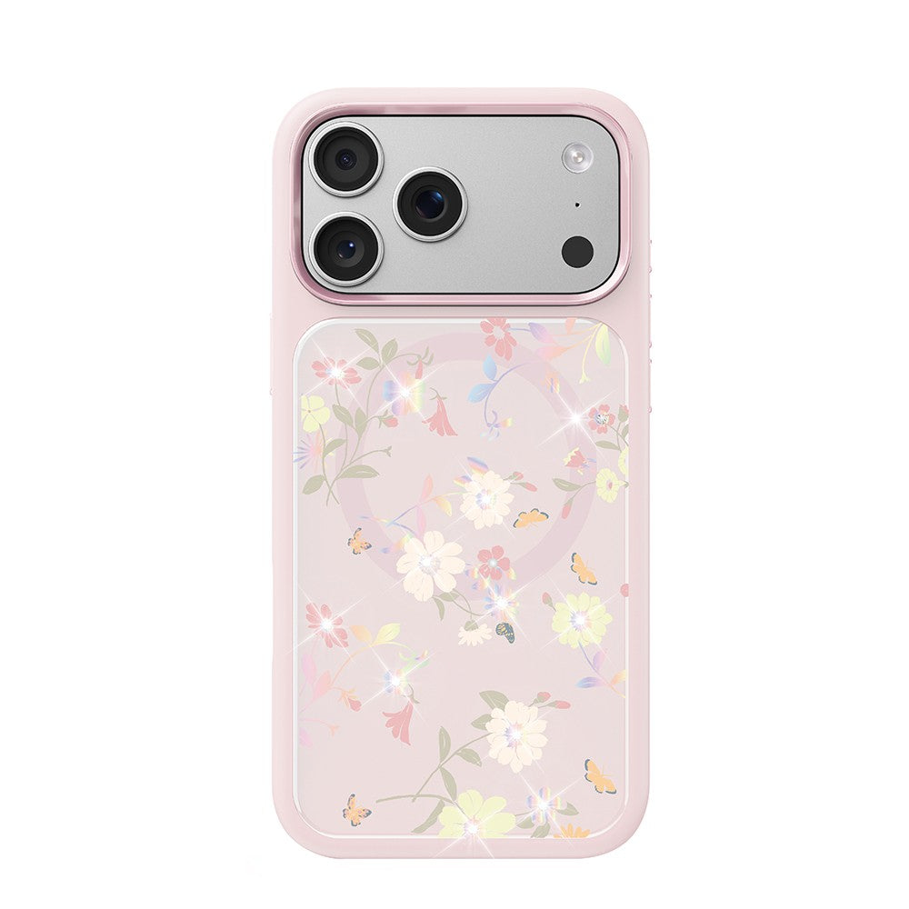 Apple iPhone 18 Pro Kılıf M-safe Şarj Özellikli Çiçek Tasarımlı Mutural Flower Serisi Kapak