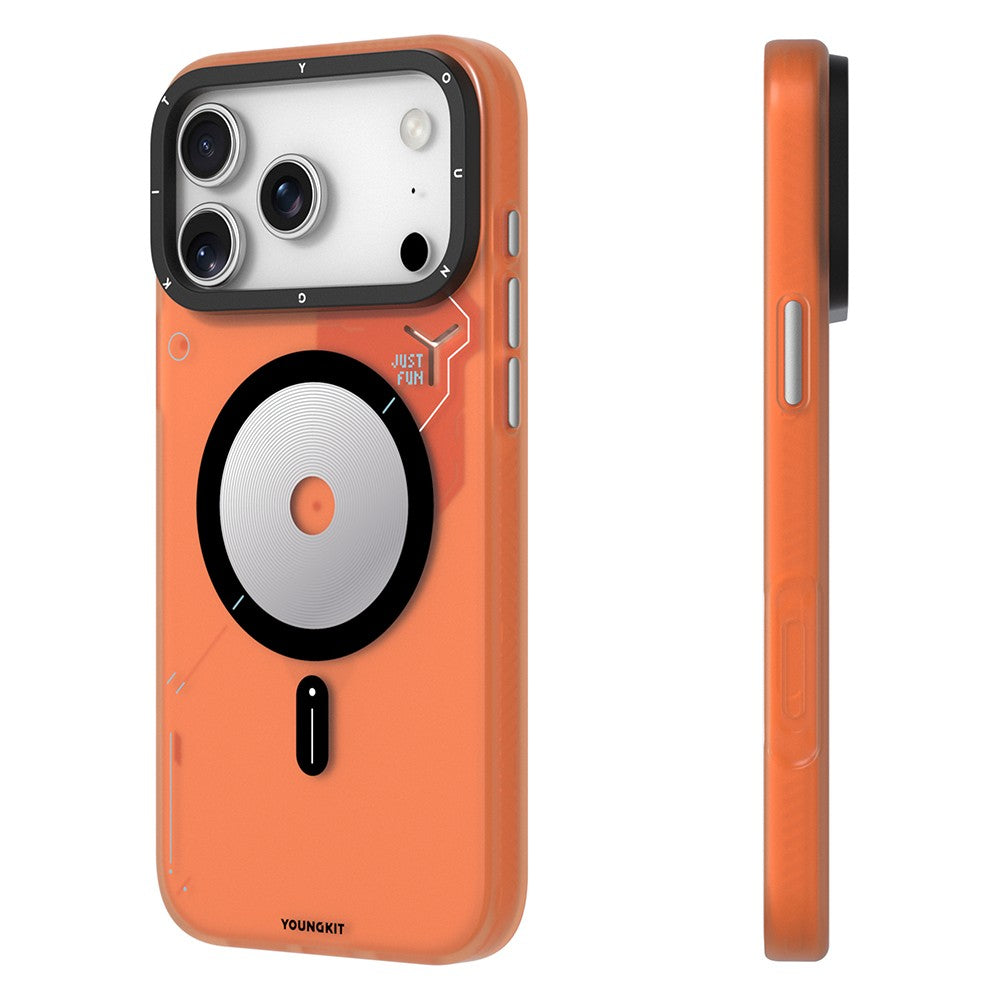 Apple iPhone 18 Pro Kılıf M-safe Şarj Özellikli Disk Desenli Youngkit Disc Battle Kapak