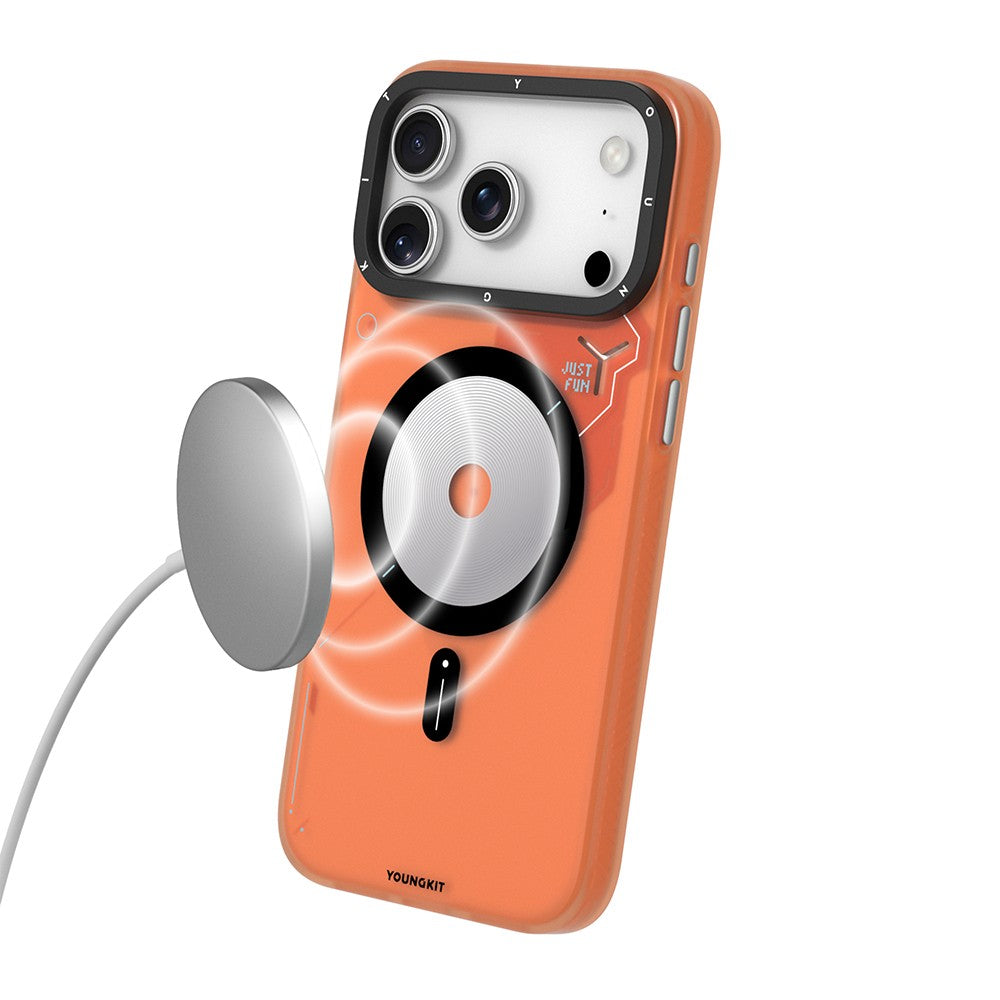 Apple iPhone 18 Pro Kılıf M-safe Şarj Özellikli Disk Desenli Youngkit Disc Battle Kapak