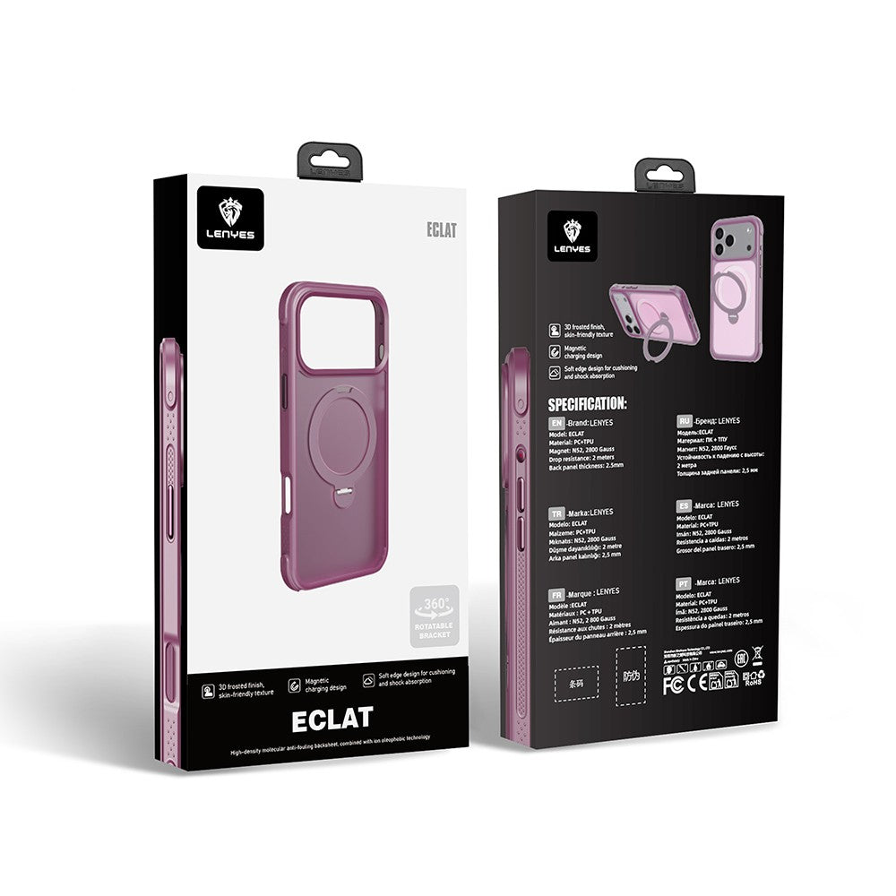 Apple iPhone 18 Pro Kılıf M-safe Şarj Özellikli Standlı Lenyes Eclat Kapak