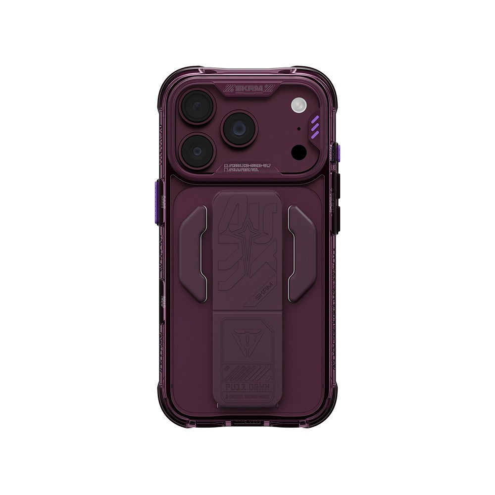 Apple iPhone 18 Pro Kılıf M-safe Şarj Özellikli Teknoloji Desenli Skinarma Helio CE Mag Charge Standlı Kapak
