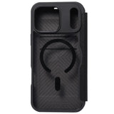Apple iPhone 18 Pro Kılıf M-safe Şarj Özellikli Vegan Deri Tasarımlı Şeffaf Arka Yüzey Kartlıklı Raptic Urban Folio Serisi Kapak