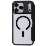 Apple iPhone 18 Pro Kılıf M-safe Şarj Özellikli Vegan Deri Tasarımlı Şeffaf Arka Yüzey Kartlıklı Raptic Urban Folio Serisi Kapak
