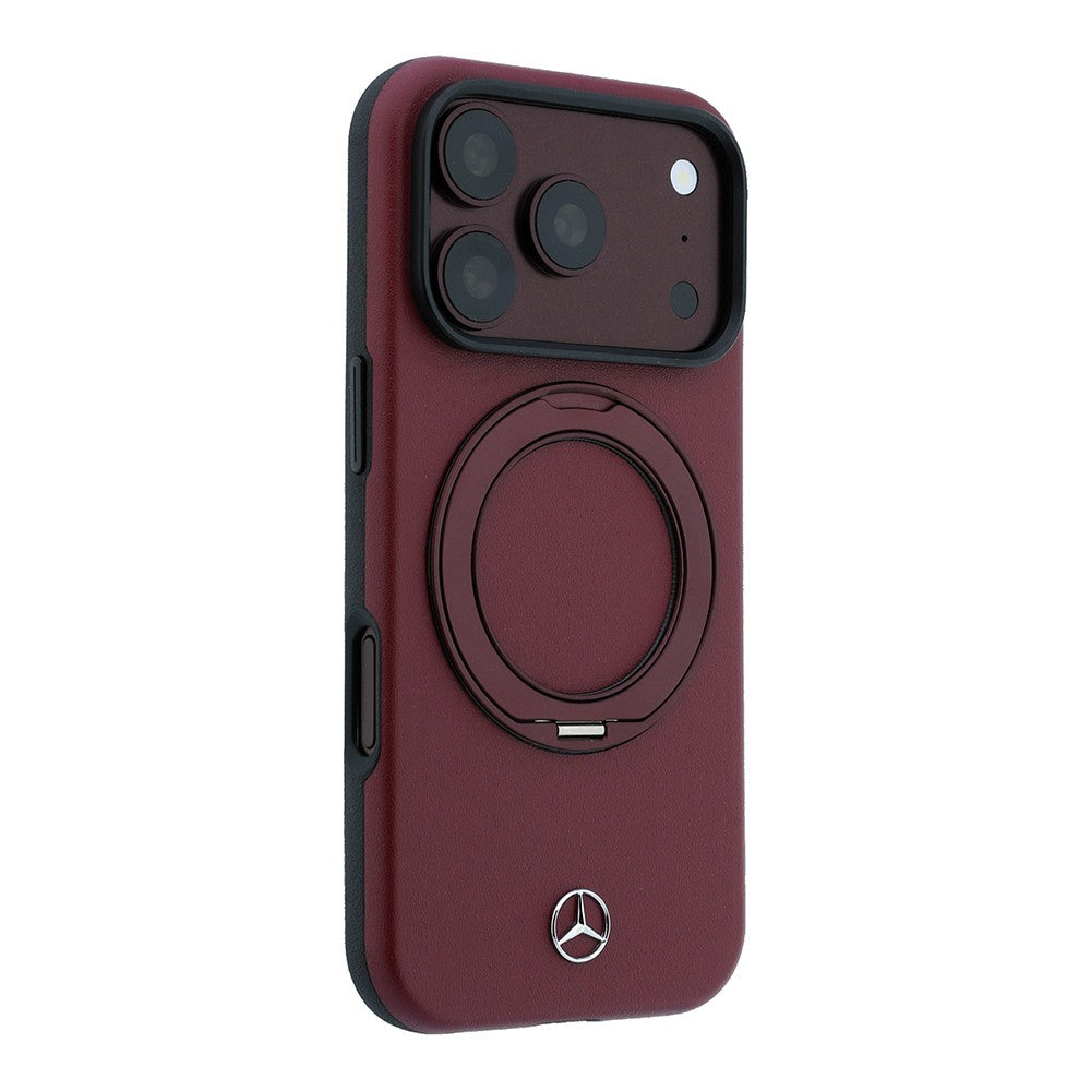 Apple iPhone 18 Pro Kılıf Mercedes Benz Orjinal Lisanslı M-safe Şarj Özellikli 360 Derece Dönebilen Standlı PU Metal Logolu Kapak