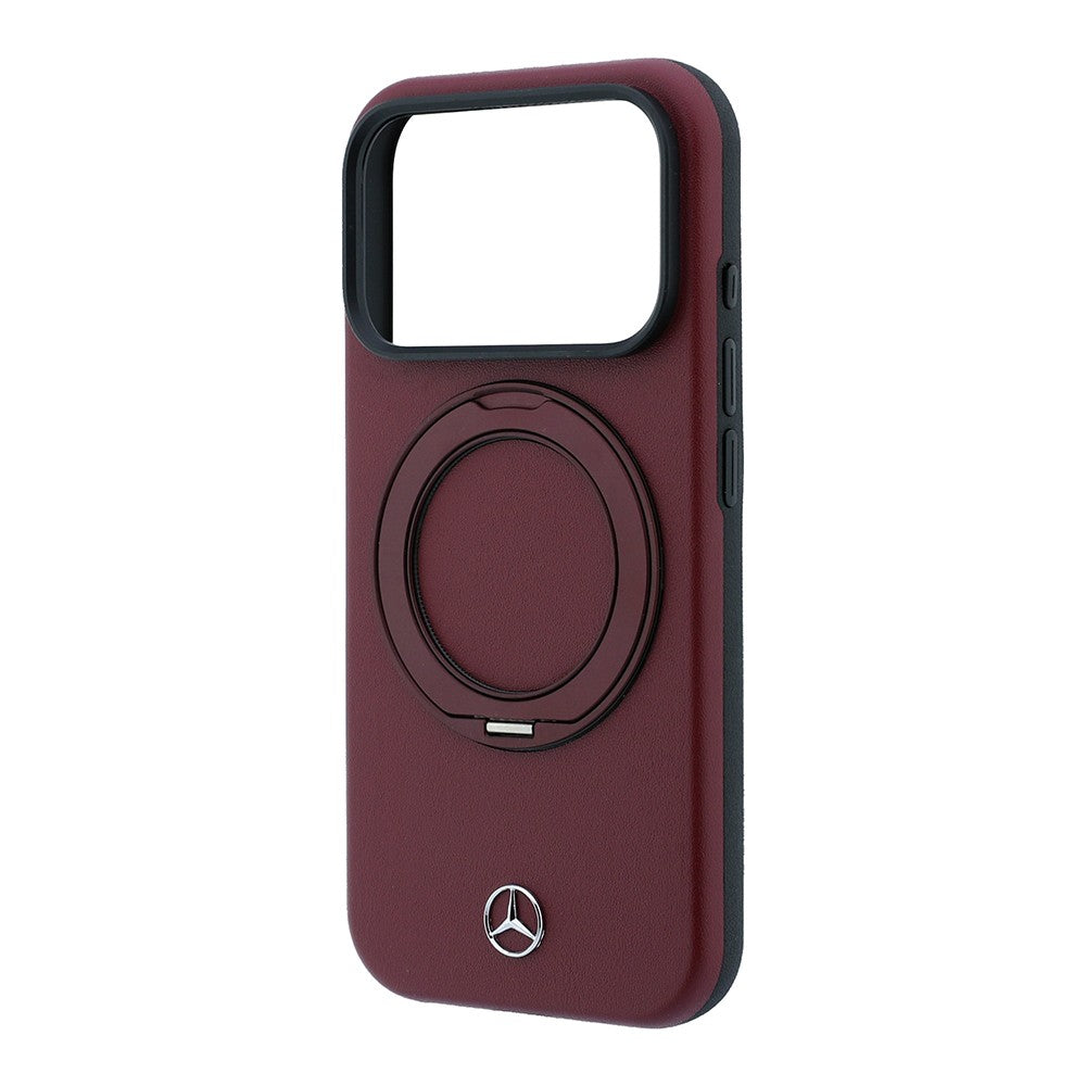 Apple iPhone 18 Pro Kılıf Mercedes Benz Orjinal Lisanslı M-safe Şarj Özellikli 360 Derece Dönebilen Standlı PU Metal Logolu Kapak