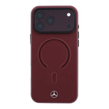 Apple iPhone 18 Pro Kılıf Mercedes Benz Orjinal Lisanslı M-safe Şarj Özellikli Metal Yıldız Logolu Kabartmalı Deri Kapak