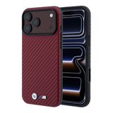 Apple iPhone 18 Pro Max Kılıf BMW Orjinal Lisanslı M-safe Şarj Özellikli Karbon Fiber Tasarımlı ve Metal Logolu PU Deri Kapak