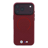 Apple iPhone 18 Pro Max Kılıf BMW Orjinal Lisanslı M-safe Şarj Özellikli PU Metal Logolu Kırmızı Halka Tasarımlı Kapak