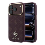 Apple iPhone 18 Pro Max Kılıf Guess Orjinal Lisanslı M-safe Şarj Özellikli Klasik Yazı ve 4G Logolu PU Deri Peony Kapak
