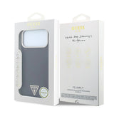 Apple iPhone 18 Pro Max Kılıf Guess Orjinal Lisanslı M-safe Şarj Özellikli PU Metal Üçgen Logolu Karbon Fiber Kevlar Kapak