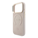 Apple iPhone 18 Pro Max Kılıf Guess Orjinal Lisanslı M-safe Şarj Özellikli Sıcak Baskılı Yazı Logolu C-Magnet PU Deri Peony Kapak